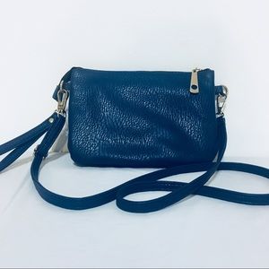 Faux Vegan Leather Blue Crossbody Clutch Purse